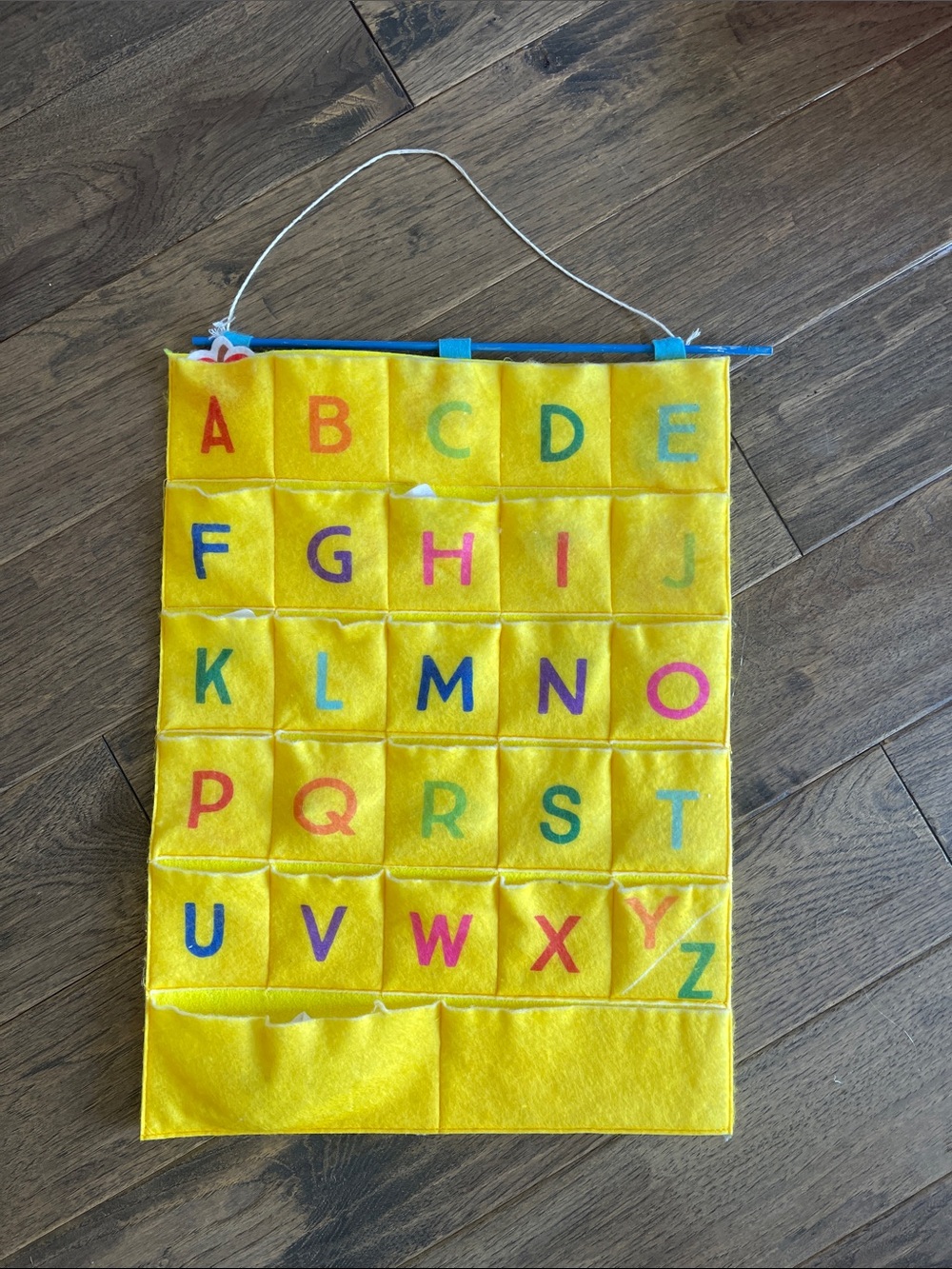 Yellow Alphabet Pocket Organizer with Felt Letter Pieces